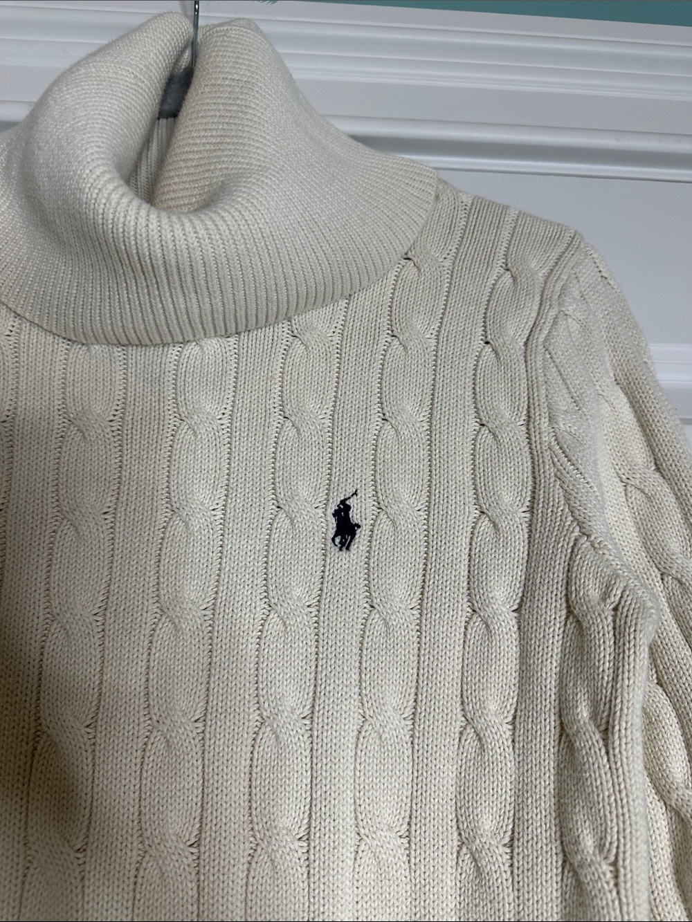 Vintage 2000 Ralph Lauren Sport Small Logo Cable Rope Cotton Turtleneck SzSmall - Picture 3 of 6